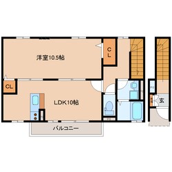 帯解駅 徒歩9分 2階の物件間取画像